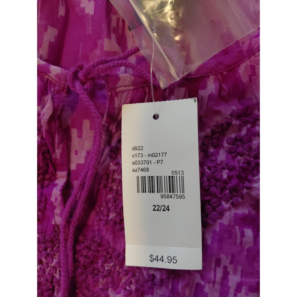 New Lane Bryant Roll Tab Sleeve Peasant Blouse Women's Sz 22/24 Org $44.95 Boho - Picture 3 of 5